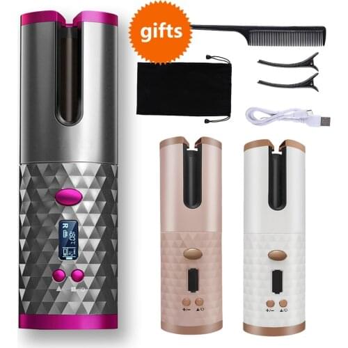 Automatic Hair Curler Auto Ceramic Wireless Curling Iron Hair Waver Tongs Beach Waves Iron Curling Wand Air Curler USB Cordless