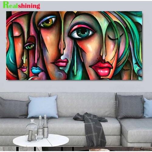 Large full round drill Emeroidery diamond rhinestone painting cross stitch diamond mosaic woman face Colorful Abstract art N2247