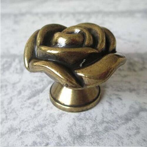 Bronze Knobs Handles Rose kitchen cabinet Handles Drawer Antique Zinc Alloy Dresser Cupboard Furniture Handles Pulls Knob