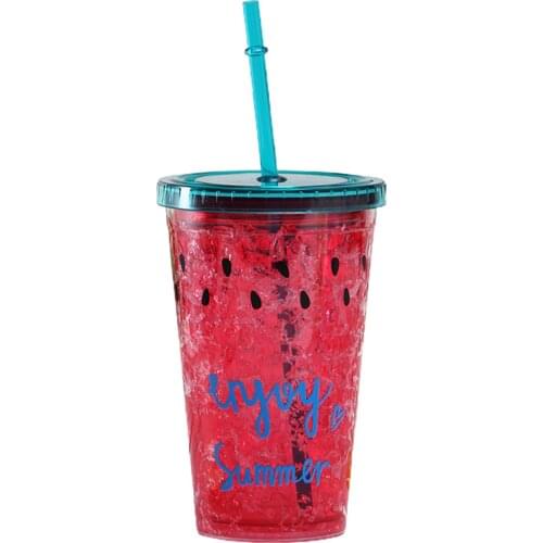 Water Cup Eco-friendly with Lid Plastic Lovely Sweet Straw Bottle for Home