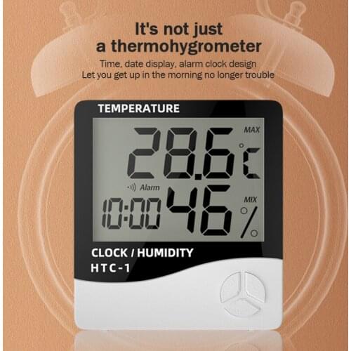 LCD Digital Thermometer Smart Indoor Temperature And Humidity Sensor Alarm Clock Electronic Clock Calendar Time Meter Mini