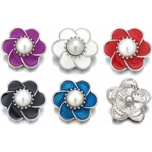 Flower w425 3D 18mm 20mm rhinestone metal snap button for Bracelet Necklace Interchangeable Jewelry Women accessorie findings