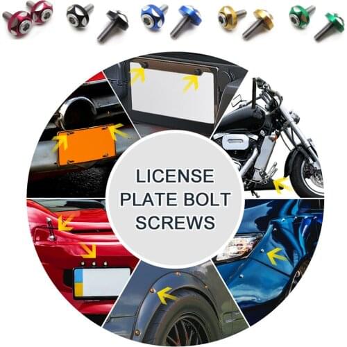 Motorcycle Parts 2pcs 6mm Metal Motorcycle License Plate Frame Bolt Screw Fastener For Harley Suzuki Honda Black BLUE RED GREEN