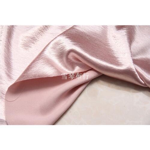 Drape the glossy luster elastic cherry blossom pink color Ding Wang water ripple yarn satin dress dress fabric Jenny Story1986