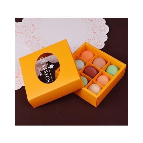 Kawaii Yellow Macarons 9 Sections Gift Box Packaging Wedding Gift Candy Box Favors Birthday Party Supplies Gift Cases Containers