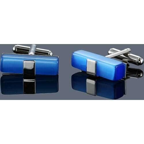 Classic Silver Plated blue Stone Crystal Cufflinks Groomsmen Gifts High-quality Shirt Button Studs Wholesale