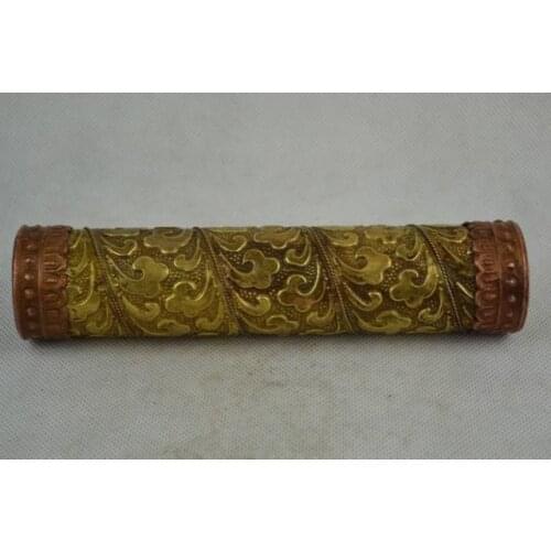Collectibles Old Decorated Handwork Copper Carving Flower Kaleidoscope