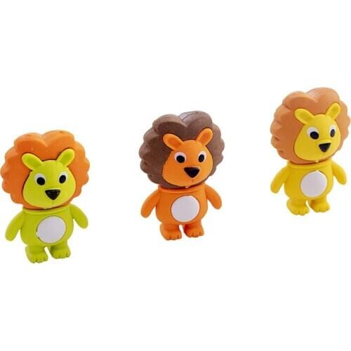 6 Pcs Eraser Cute Lionet Creative Cartoon Rubber Eraser Prizes for Kids Student Study Stationery School Office Supplies Gift