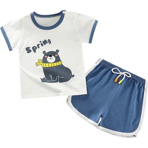 Cartoon Sport Style Summer Kid Clothes T-shirt and Short Pants 2 pieces Set Girls and Boys Clothes Set Cotton Children Clothes