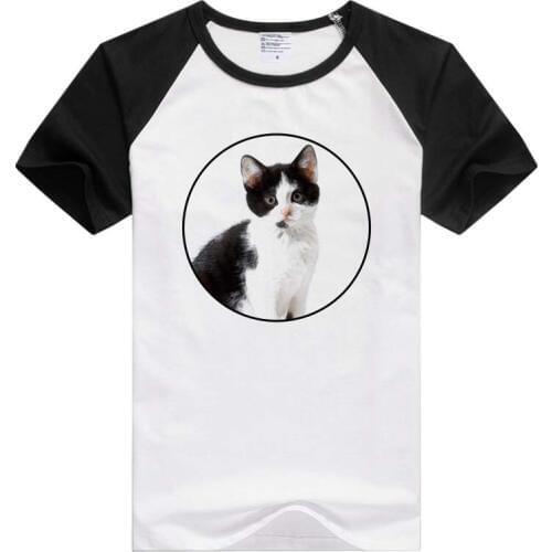 CUTE BLACK AND WHITE CAT drawing short sleeve casual Men/Women T-shirt Comfortable Tshirt Cool Print Tops Fashion Tees GA390