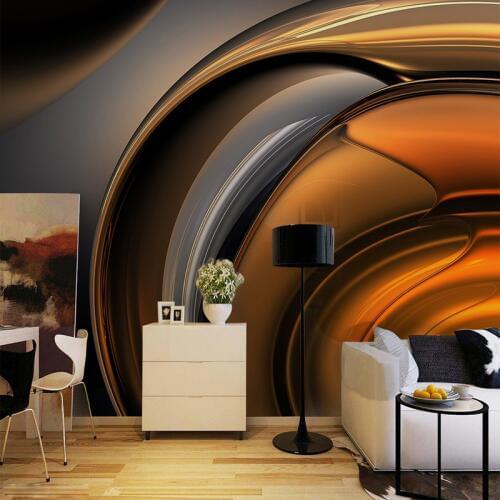 European Style Retro Metallic Glossy Coffee Line Wallpaper Murals Modern Abstract Art Living Room Cafe Restaurant Photo Mural 3D