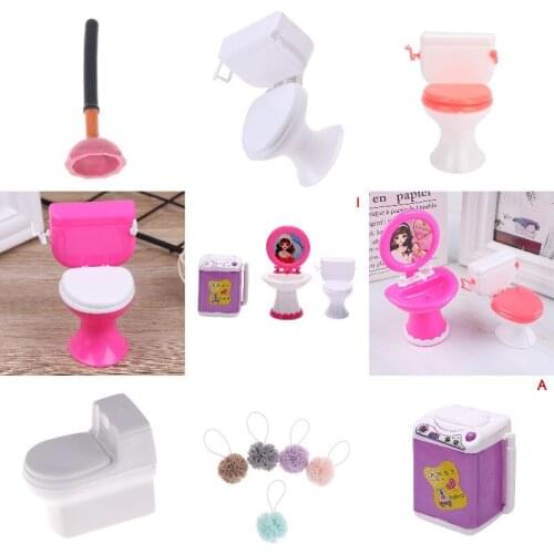 New Hot!Dollhouse Furniture Bathroom Modeling Toilet Washing Machine Washbasin Doll House Miniature Pretend Toys Accessories