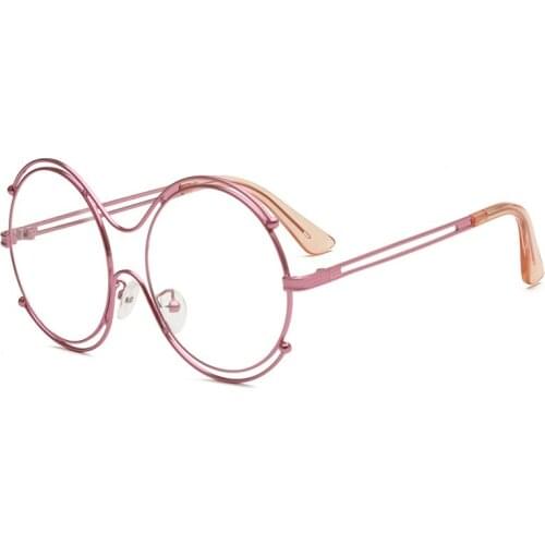 New round metal double circle flat glasses 1626 myopia glasses frames for students of both sexes round pink eye glasses