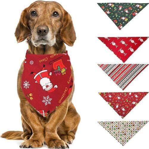 Dog Bandana Accessories Christmas Santa Claus Deer Scarf Collar Bib Grooming Triangular Bandage Collars for Small Medium Large