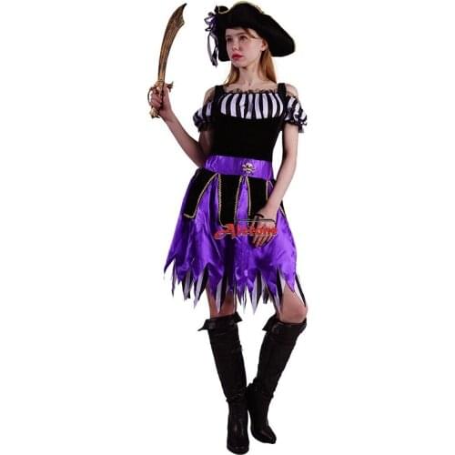 Pirate Cosplay Costume Dress Adult Women Halloween Party Carnival Buccaneer Outfits