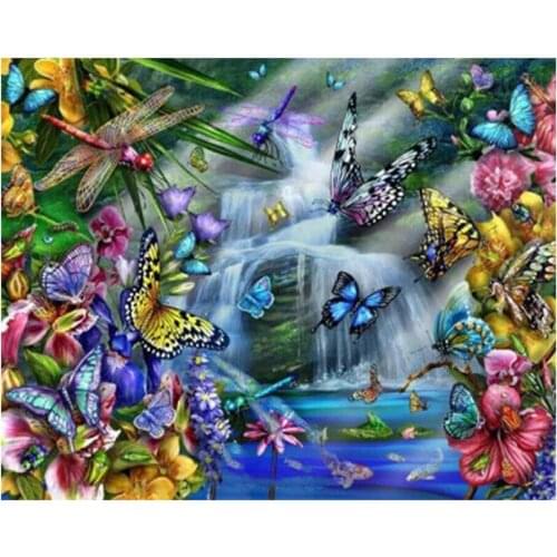 Full Square Diamond 5D DIY Diamond Painting Butterfly Waterfall diamond Embroidery Cross Stitch Rhinestone Mosaic decor Needlewo
