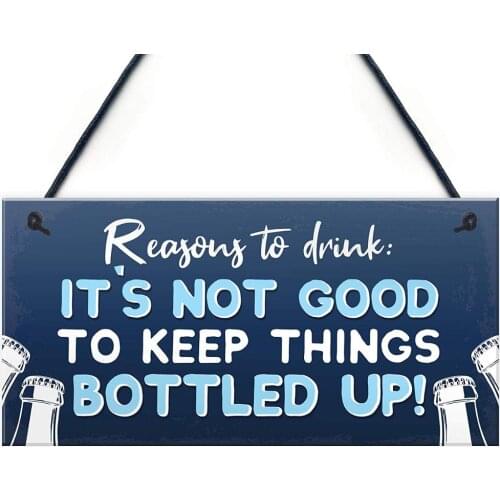 Meijiafei Funny Alcohol Gift To Hang In Home Bar Pub Garden Sign Gin Beer Vodka Gift 10" x 5"