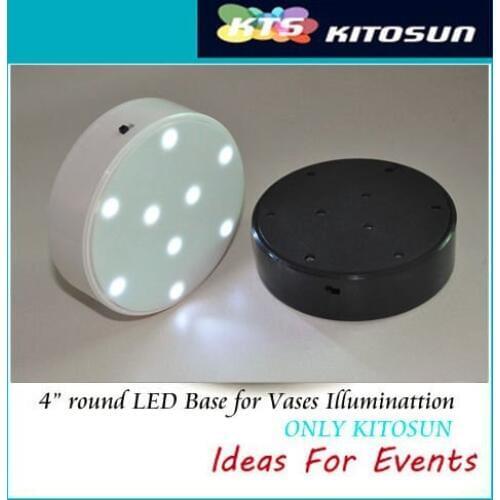 Super! Round shape battery operated LED Light Base, 4" Diameter x 1.1" Height, White-Color,Centerpiece vase decor led light base