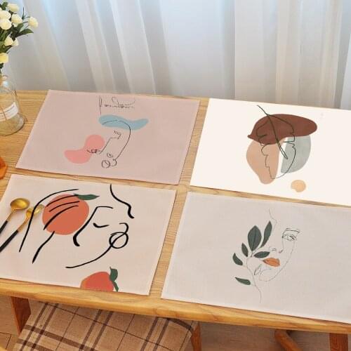 Cloth Art Cushion Nordic Table Mat Decoration Shooting Props Kitchen Table Mat Waterproof Morandi Placemat Tablecloth