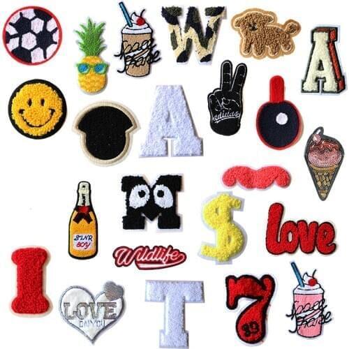 Towel embroidery Cute little icon Embroidered Iron on Patches for Clothing DIY Stripes Clothes Patchwork Stickers Custom Badges