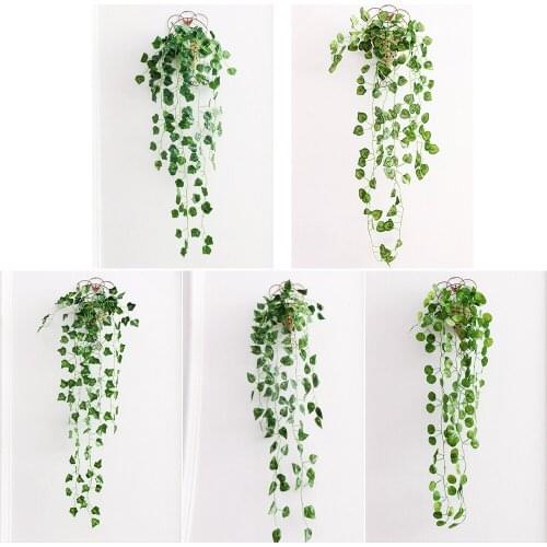 90cm Green Vine Silk Artificial Creeper Hanging Leaf Garland Plants Leaves DIY for Home Wedding Party Bathroom Garden Decoration