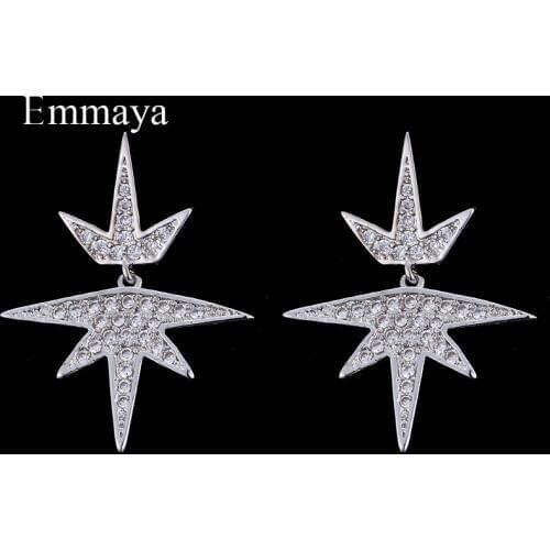 Emmaya Shiny Stud Earrings for Women White Gold Color Jewelry Fashion Blossom Boucle D'oreille Femme Wedding Gift