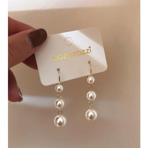 2021 New Trend Simulated Pearl Womens Long Earrings White Round Pearl Wedding Pendant Earrings Korean Fashion Jewelry Earrings