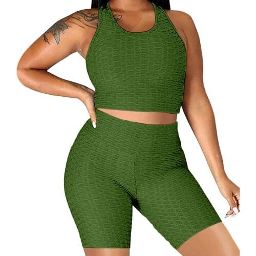 2PCS Seamless Women Yoga Set Workout Outfit Sportswear Gym Clothing Sleeveless Sport Leisure Crop Tops + Pants Set ropa mujer