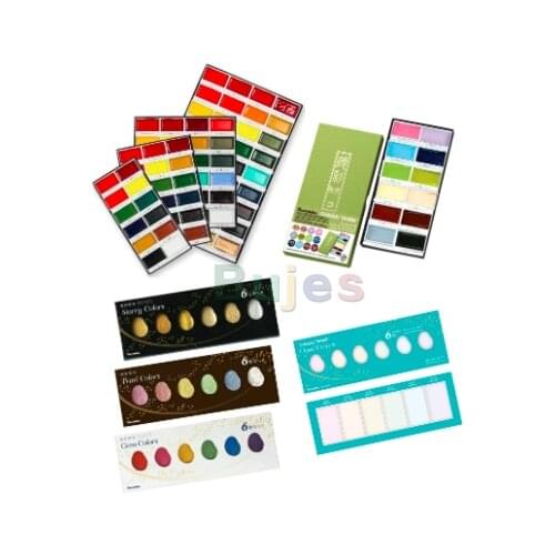 ZIG Kuretake Gansai Tambi Watercolor Paint Starry/Pearl/Gem Colors Japan Solid Pigment For Drawing Art Supplies Smooth painting