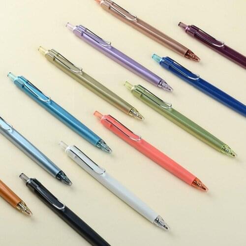 1Pcs Press Gel Pen Black Ink Pens Sign Pen Metal Clip Smooth Supplies Writing Office Stationery Pens School Neutral For Bus S9U1