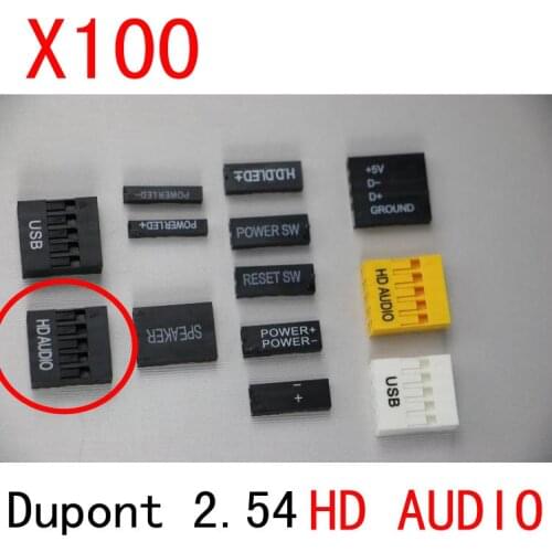 100pcs 2X5Pin 2.54 dupont dupont connector lettering HD AUDIO TJC8 2.54mm pitch connector replace Molex connector
