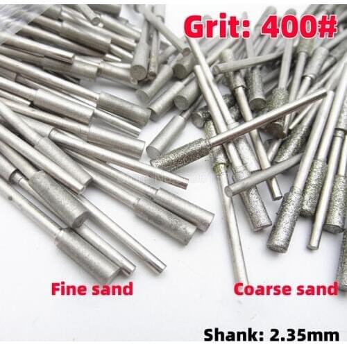 1x 2.35mm Shank Diameter Cylindrical Graphite Rod Polished Diamond Grinding Needle Carving Coated Burr Chainsaw Sharpener Stone