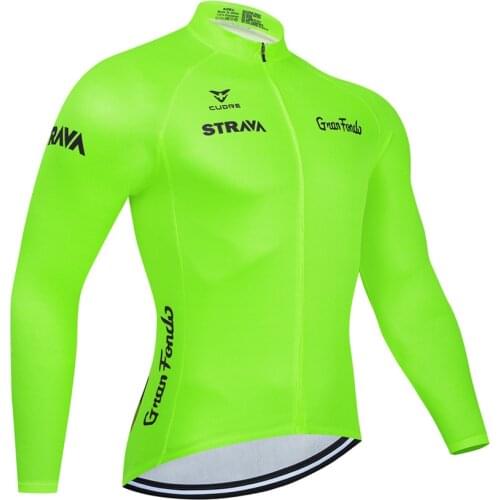 2020 STRAVA Pro Team Long Sleeve Cycling Jersey Set Bib Pants Ropa Ciclismo Bicycle Clothing MTB Bike Jersey Uniform Men Clothes