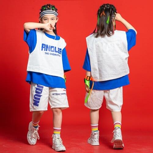 2021 Ballroom Hip Hop Dance Clothes For Kids Loose Hiphop Outfits Jazz Performance Costumes Boys Girls Street Dance Wear DQS7418