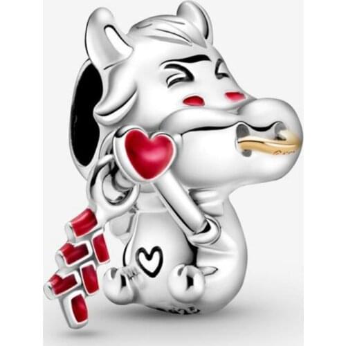 2021New S925 Sterling Silver Cute Calf Charm Fit Original 3mm Bracelet&Bangle For Women Birthday Fashion Jewelry Gift