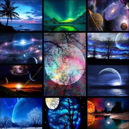 SHAYI 5D Diamond Painting Starry Sky Embroidery Cross Stitch Full Square/Round Drill Moon Landscape Home Decor Painting