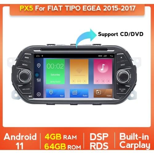 Carplay Auto Android 11 Car Radio For Fiat Tipo Aegea Egea 2015 2016 2017 Jeep Neon GPS DVD CD Player FM Stereo WIFI BT DSP RDS