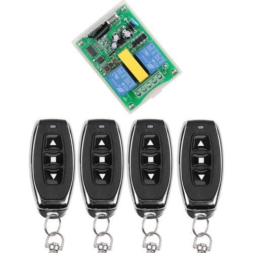 AC 220V RF 2CH Wireless Remote Control Switch 1* Receiver + 2* Transmitter For Tubular Motor Garage Door Projection Screen