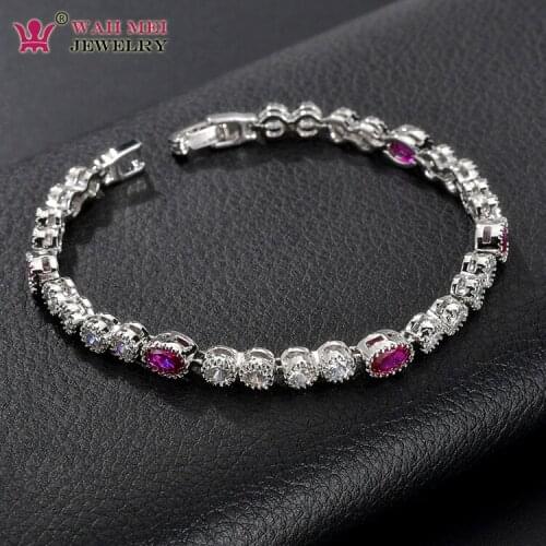 Wah Mei Jewelry White Gold Color Exquisite High grade Single layer Cubic Zircon Bracelets For Women Charm