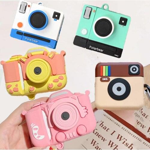 3D Cute Cartoon Giraffe Camera Shape Earphone Case for Apple Airpods 1 2 Wireless Headset Protector Cover Earpods Accessories