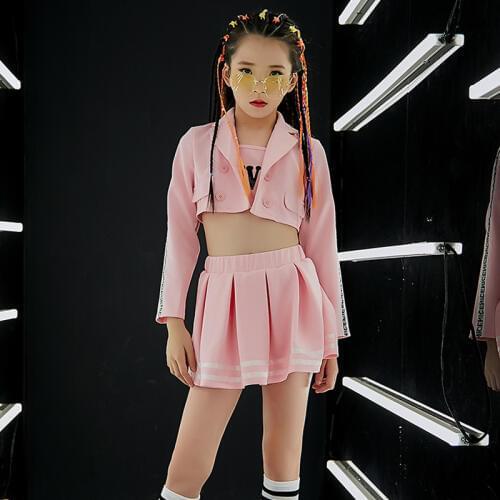 Girls Autumn Tide Dress Handsome Dance Costumes Children Jazz Dance Set Kids Hip Hop Street Dance Performance Clothes DQL2628