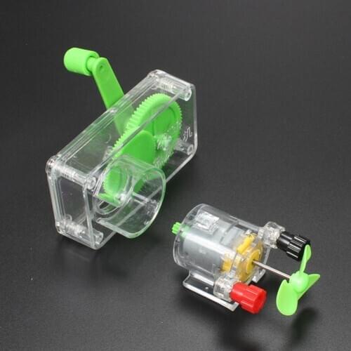 DIY Hand Crank DC Generator Model Fan Kit Science Experiment Education Kids Toy