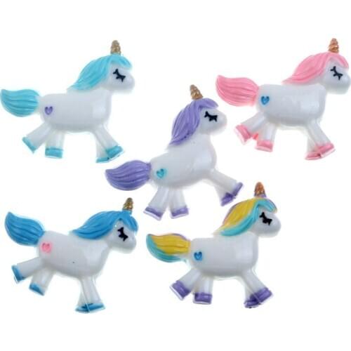 20Pcs 26x23mm Resin Unicorn Decoration Crafts Flatback Cabochon Embellishments For Scrapbooking Accessories
