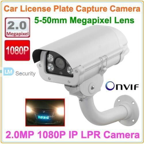 Lihmsek High Definition 2.0MP Professional License Plate Recognition 1080P HD IP LPR Camera with 5-50mm Varifocal Megapixel Lens