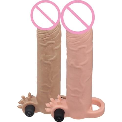 Men Vibrating Dildo Sleeve Stimulator Powerful Massage Longlasting Adult Sex Toys