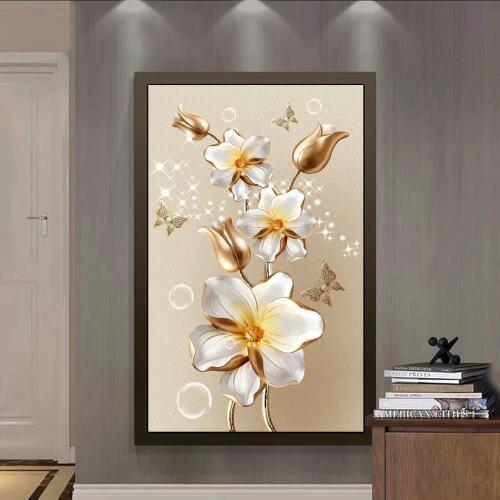 Large Size Wall Art Prints Gold Flowers Abstract Landscape Canvas Painting Wall Decor Painting for Print Wall Picture No Frame