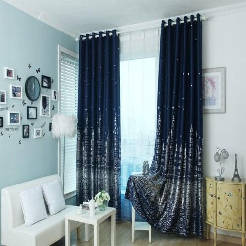 New living room childrens bedroom shading cartoon sea castle printing tulle curtain childrens curtain fabric tulle leather