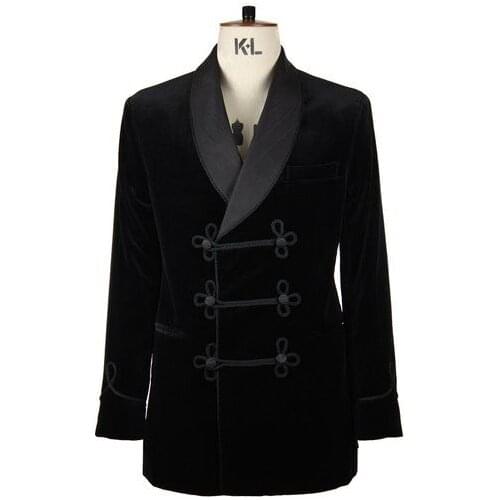 2017 New Tailored Black Velvet Suit Men Smoking Jacket Slim Fit 2 Piece Groom Wedding Suits Custom Blazer Prom Tuxedo Ternos