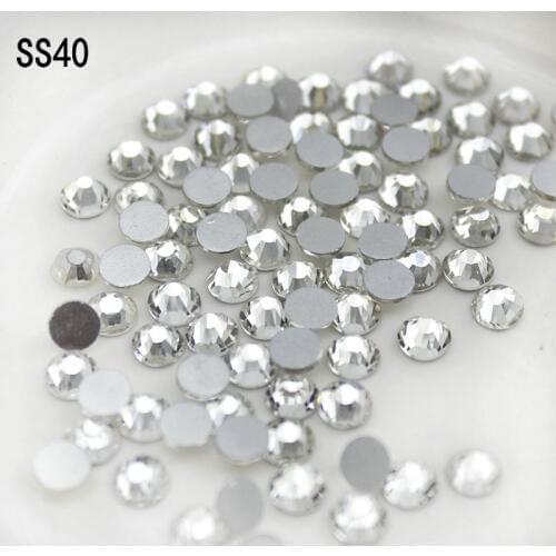 New wholesale SS40(8.4-8.6mm) Crystal Clear 144pcs/pack foild 3D glue on Nail Art non-hotfix flatback rhinestones