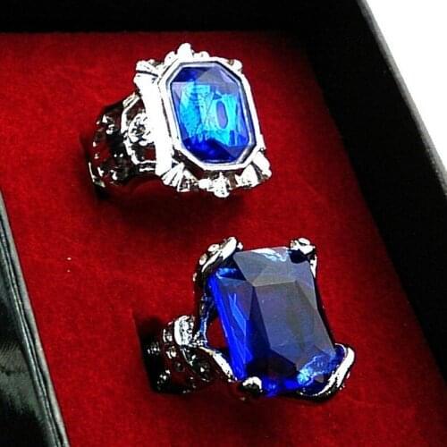 2 Pcs/box New Anime Black Butler Metal Rings Set Kuroshitsuji Ciel Phantomhive Cosplay Rings for Men Women Gift Figure Toys